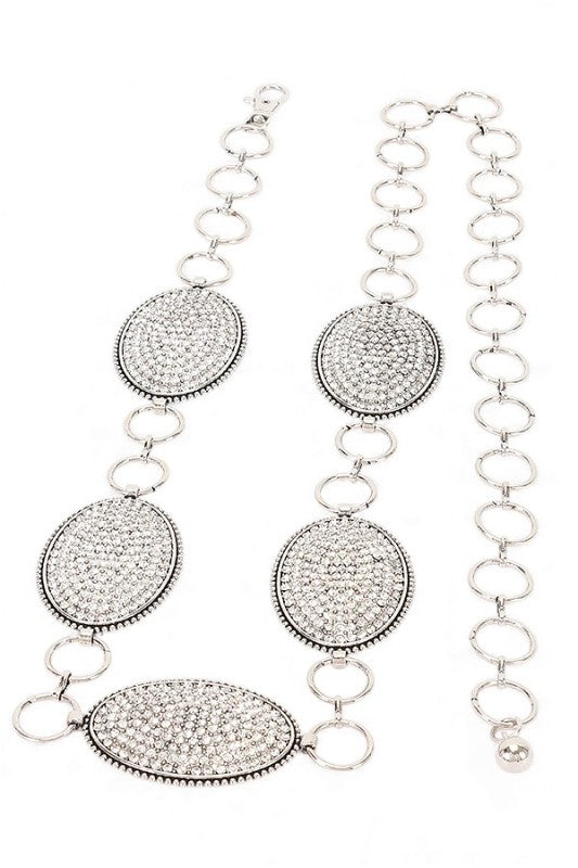Staion Rhinestone Concho Iconic Chain Belt